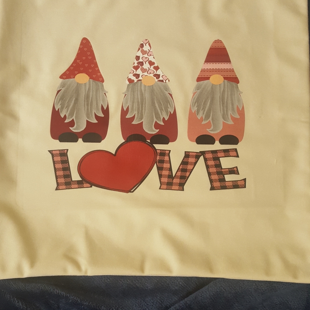 Velvet pillow cover with love gnomes